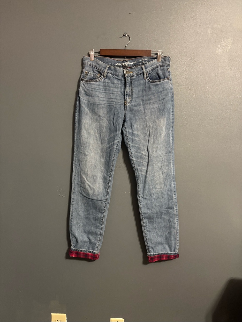 Eddie Bauer Relaxed Boyfriend flannel lined fall Blue gorpcore Jeans Women’s 4